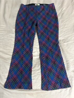Maeve The Margot Kick-Flare Cropped Plaid Pants Size XS